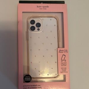 kate spade Glitter Dot iPhone 12/12 Pro Case - Gold and White